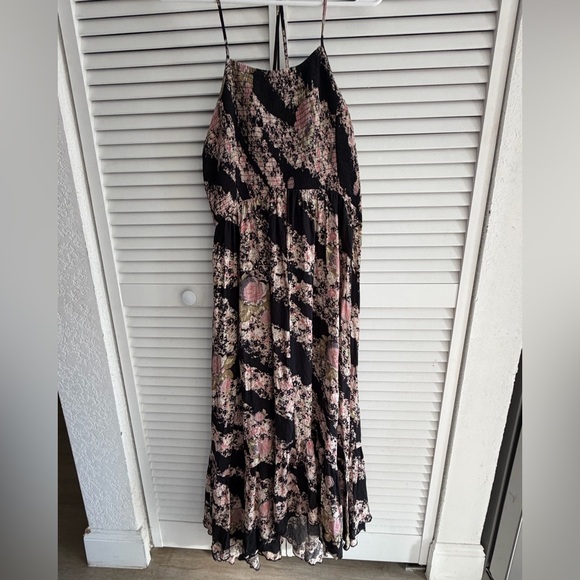Free People Heat Wave Printed Maxi Dress Black Combo Size L Boho Floral - Picture 4 of 7
